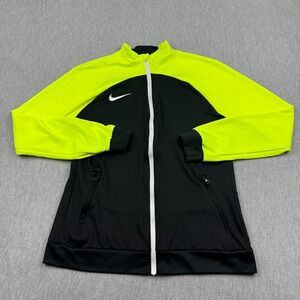 Nike Jacket Womens Small Black Green Dri-Fit Academy Track Slim Fit Full Zip